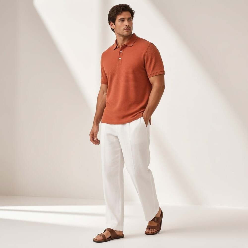 Tommy Bahama Rust Modal Tonal Stripe Golf Polo Men's Large